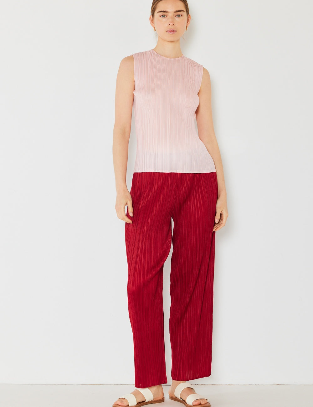 Marina West Swim Pleated Elastic-Waist Straight Pants