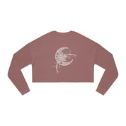 Hand Drawn Mystical Moon Flower Women's Cropped Sweatshirt