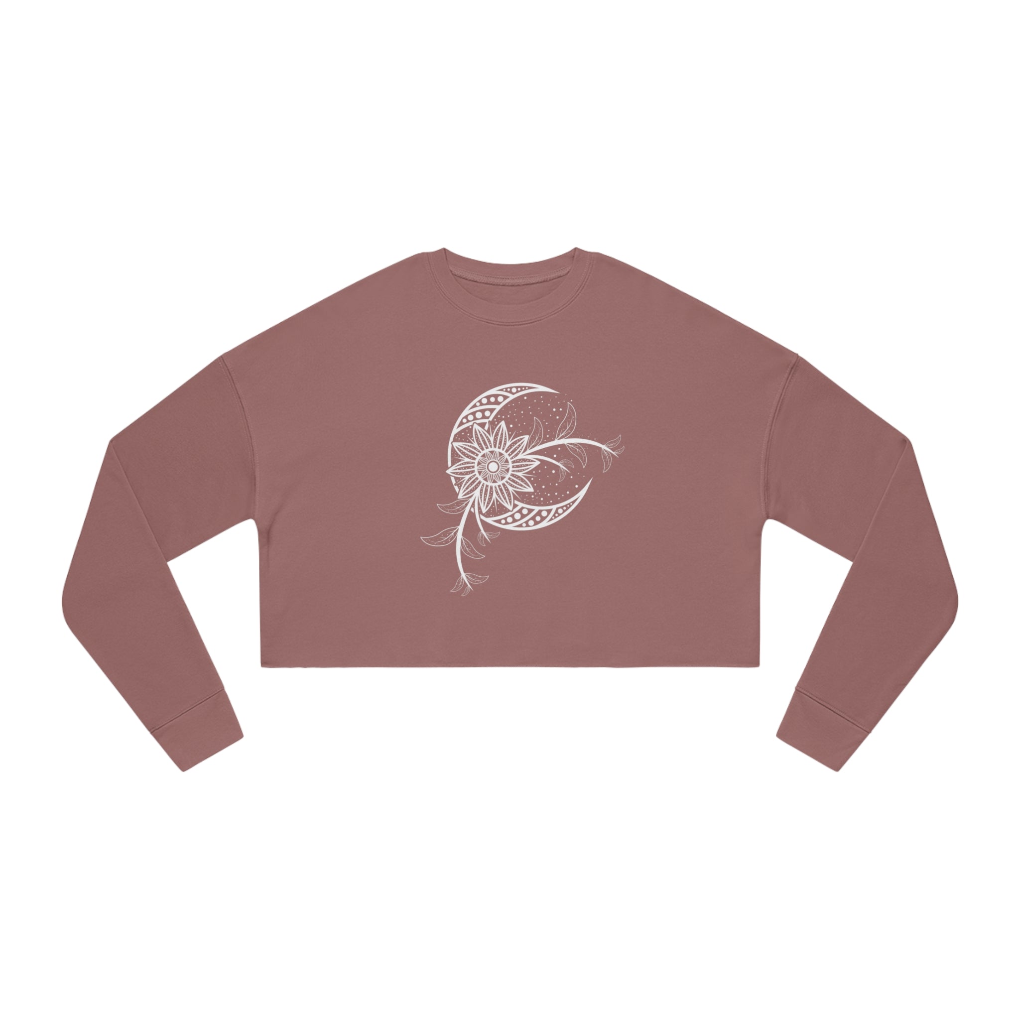 Hand Drawn Mystical Moon Flower Women's Cropped Sweatshirt
