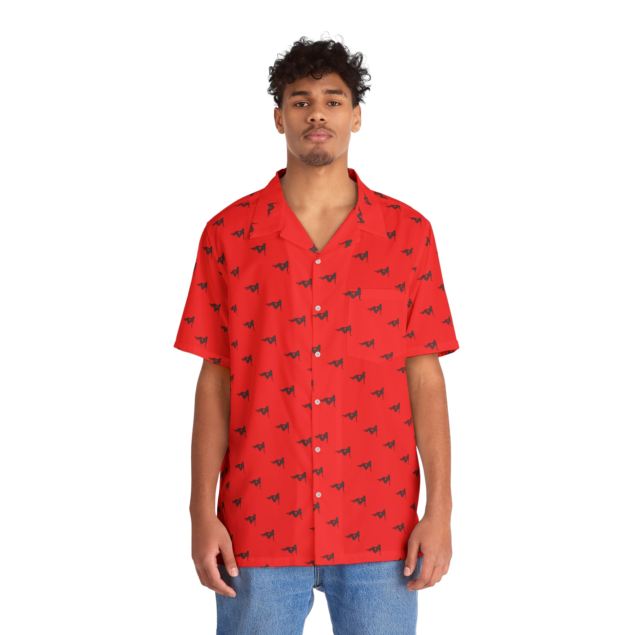 Red Sexy Lady Men's Hawaiian Shirt (AOP)