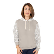 Taupe and Plaid Warm Unisex Pullover Hoodie (AOP)