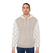 Taupe and Plaid Warm Unisex Pullover Hoodie (AOP)