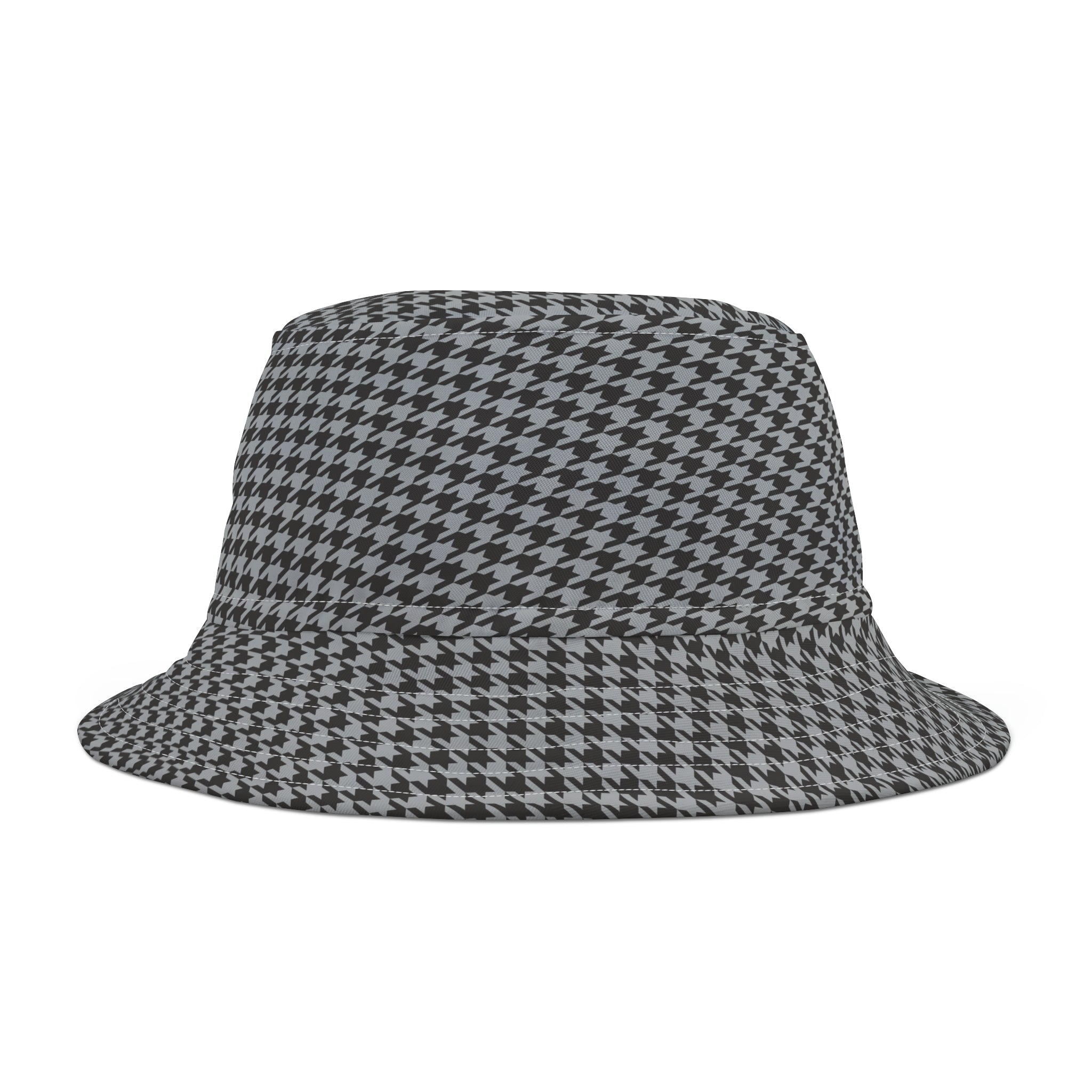 Gray Houndstooth Bucket Hat (AOP)