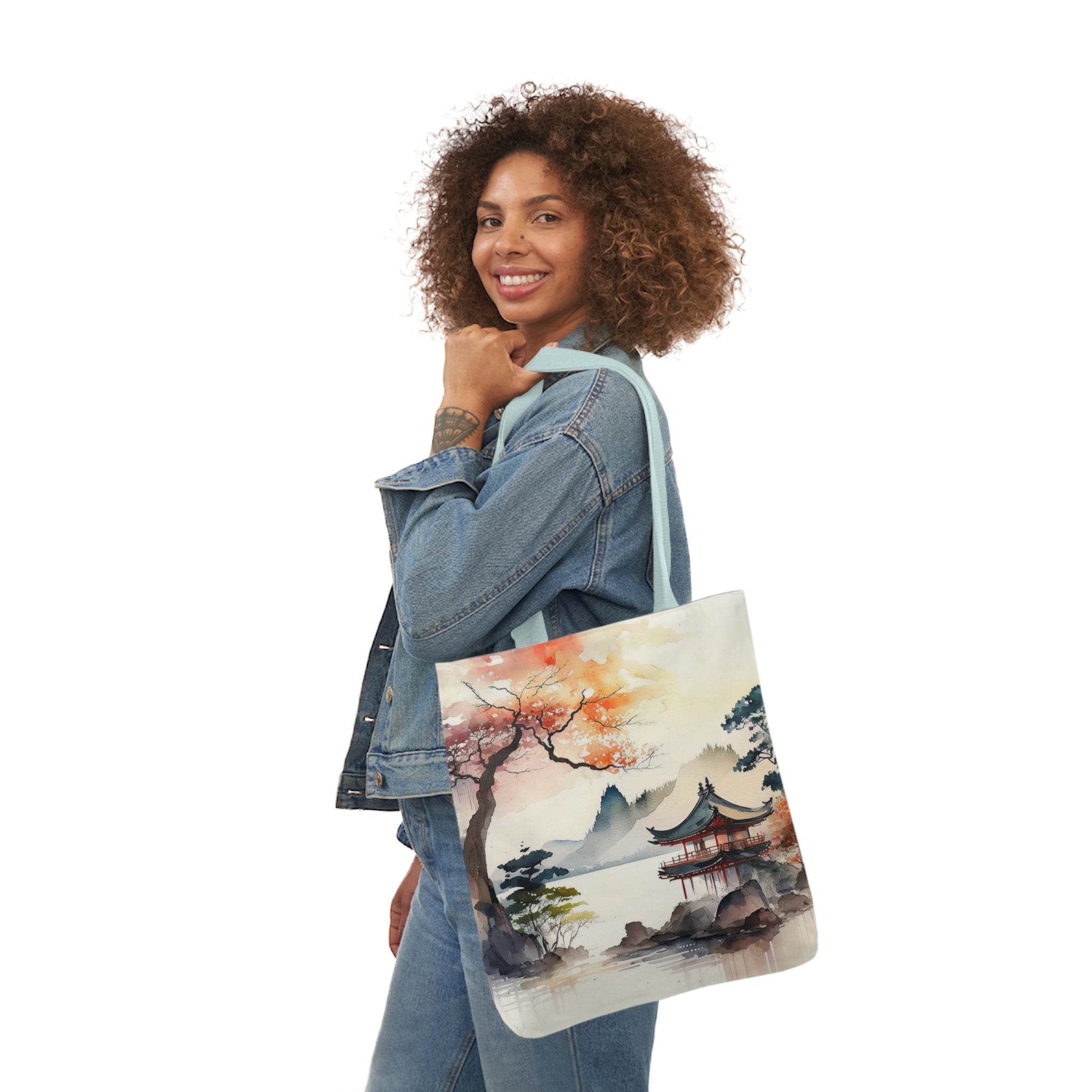 Beautiful Japanese Scene Design Polyester Canvas Tote Bag (AOP)