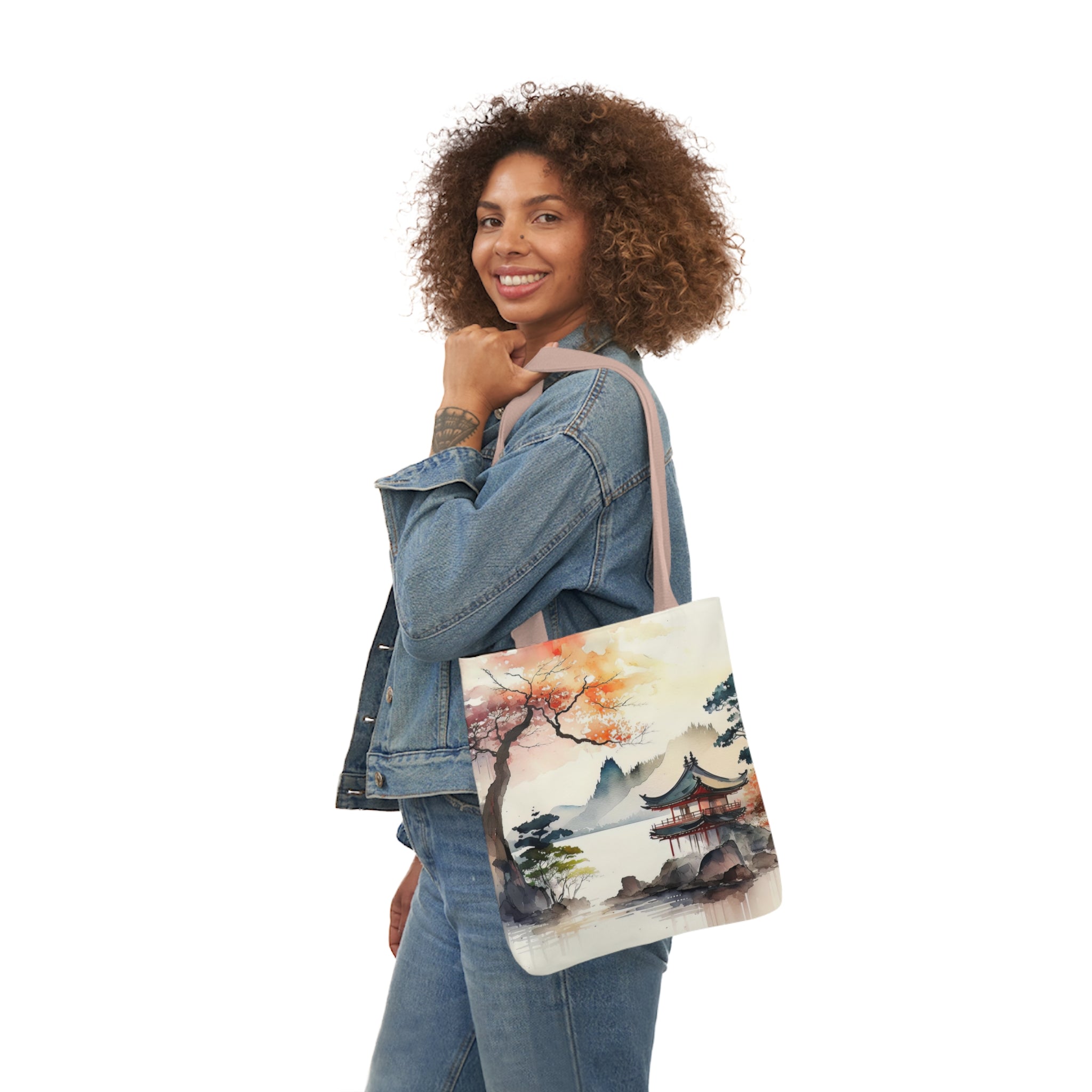 Beautiful Japanese Scene Design Polyester Canvas Tote Bag (AOP)