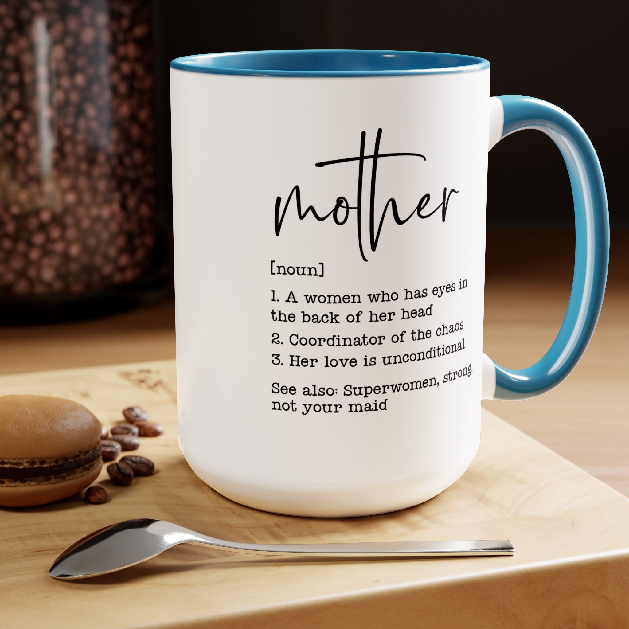Mom Definition Two-Tone Coffee Mugs, 15oz