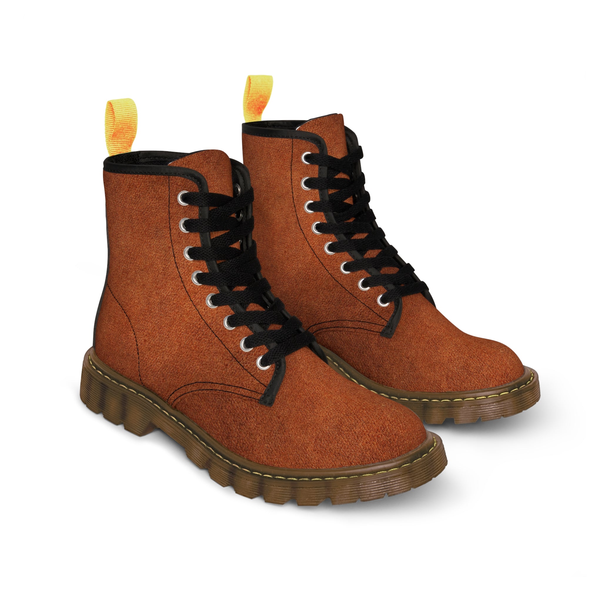Men's Canvas Leather Look Brown Boots
