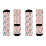 Ladies Pretty Cactus Design Cushioned Crew Socks