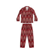 Beautiful Vintage Red Patterned Women's Satin Pajamas (AOP)