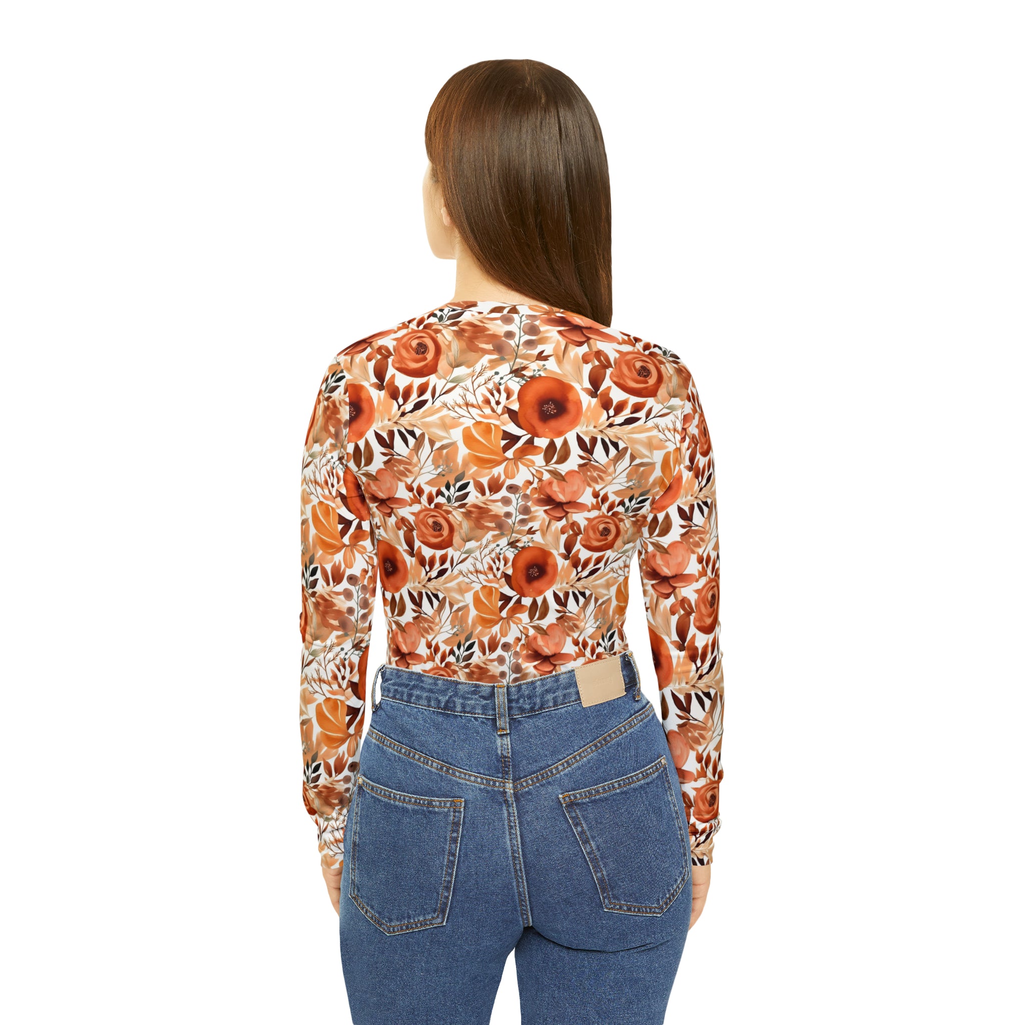 CV2 Boutique Lovely Fall Floral Women's Long Sleeve V-neck Shirt (AOP)