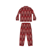 Beautiful Vintage Red Patterned Women's Satin Pajamas (AOP)