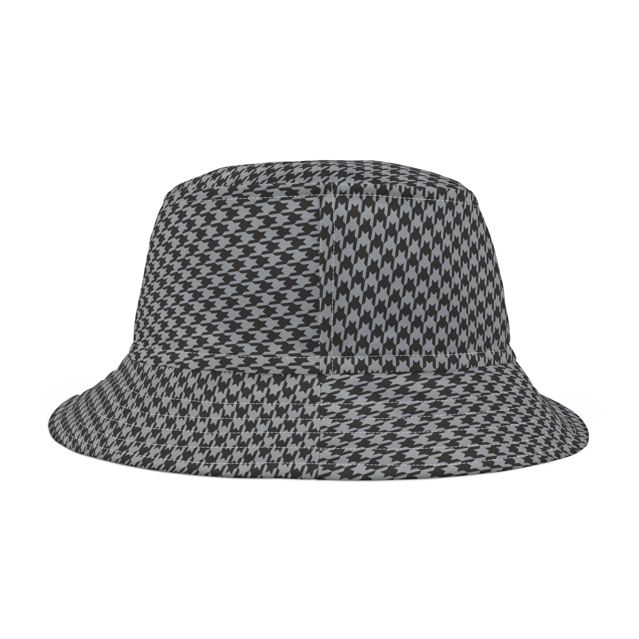 Gray Houndstooth Bucket Hat (AOP)