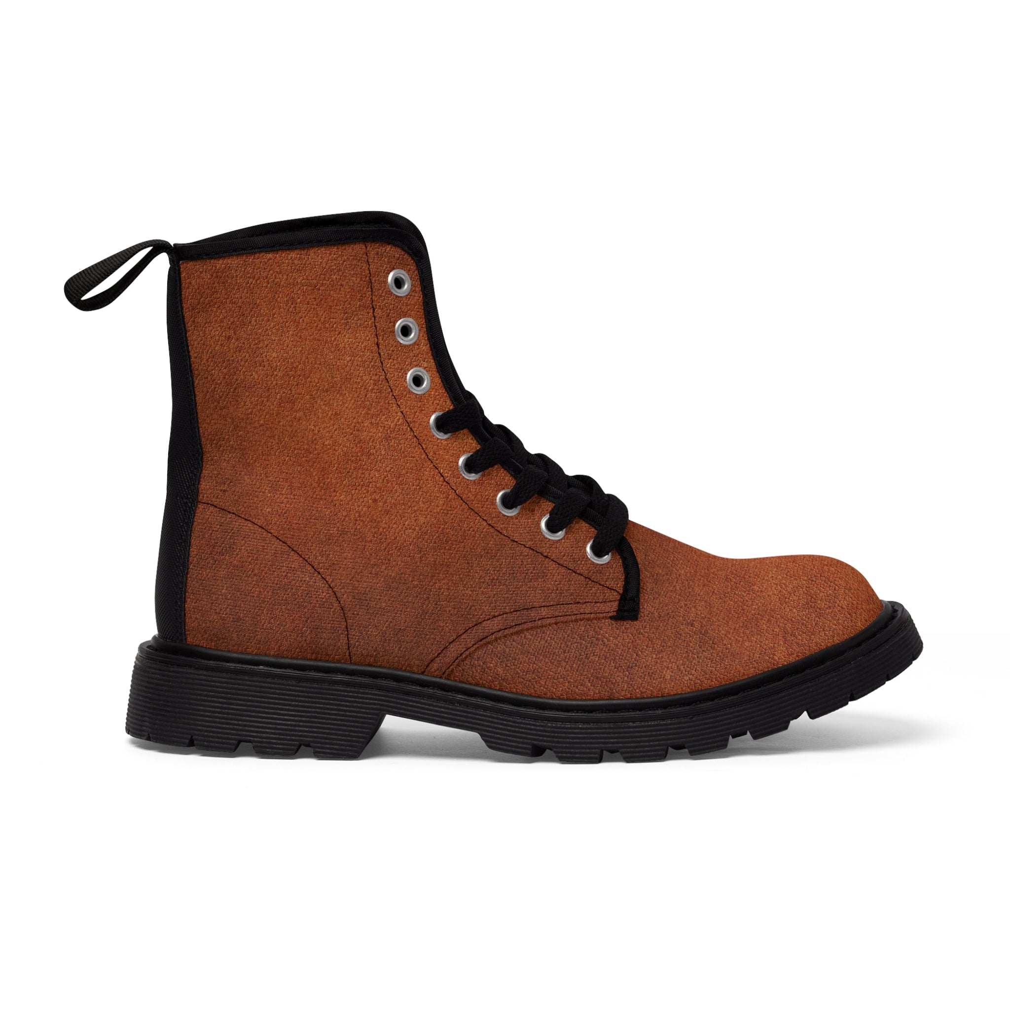 Men's Canvas Leather Look Brown Boots