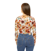 Lovely Fall Floral Women's Long Sleeve V-neck Shirt (AOP)