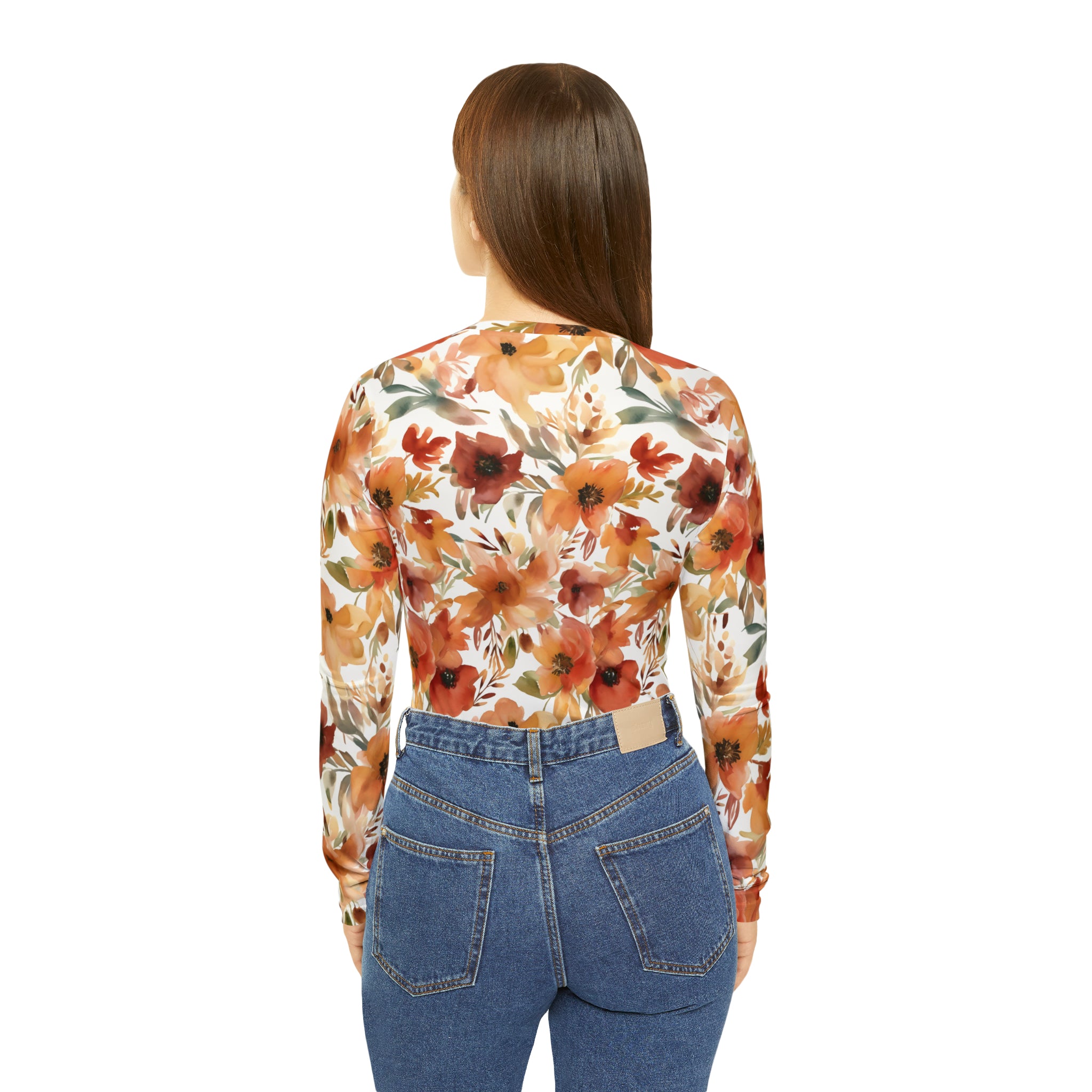 Lovely Fall Floral Women's Long Sleeve V-neck Shirt (AOP)