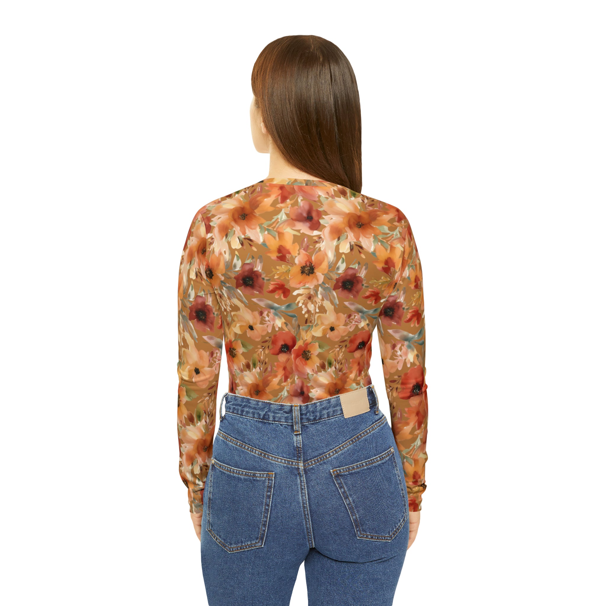 Lovely Fall Floral Women's Long Sleeve V-neck Shirt (AOP)