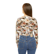 Lovely Fall Floral Women's Long Sleeve V-neck Shirt (AOP)