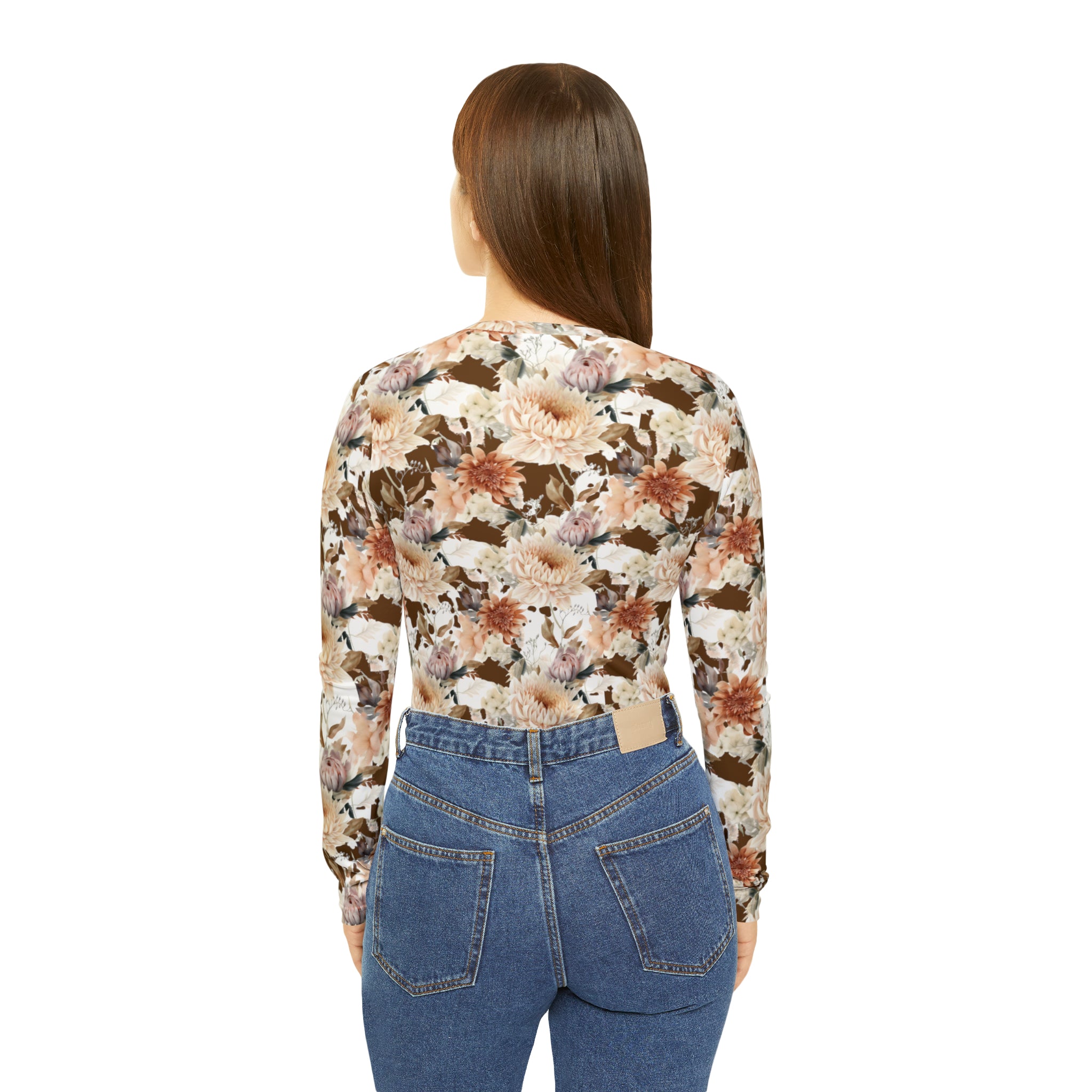 Lovely Fall Floral Women's Long Sleeve V-neck Shirt (AOP)