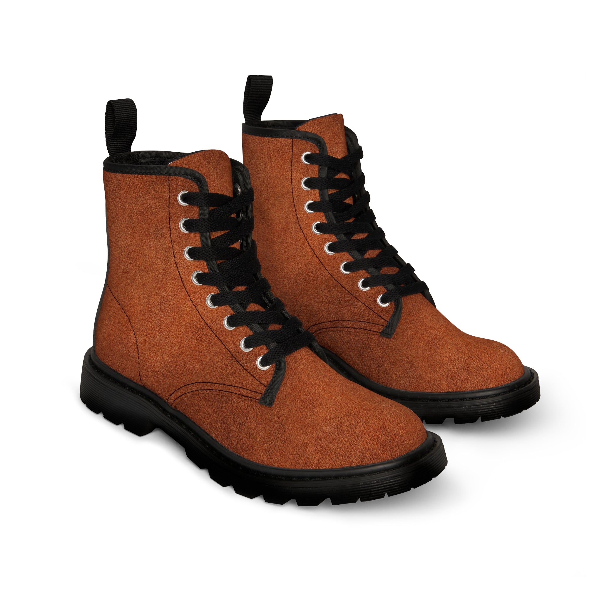 Men's Canvas Leather Look Brown Boots