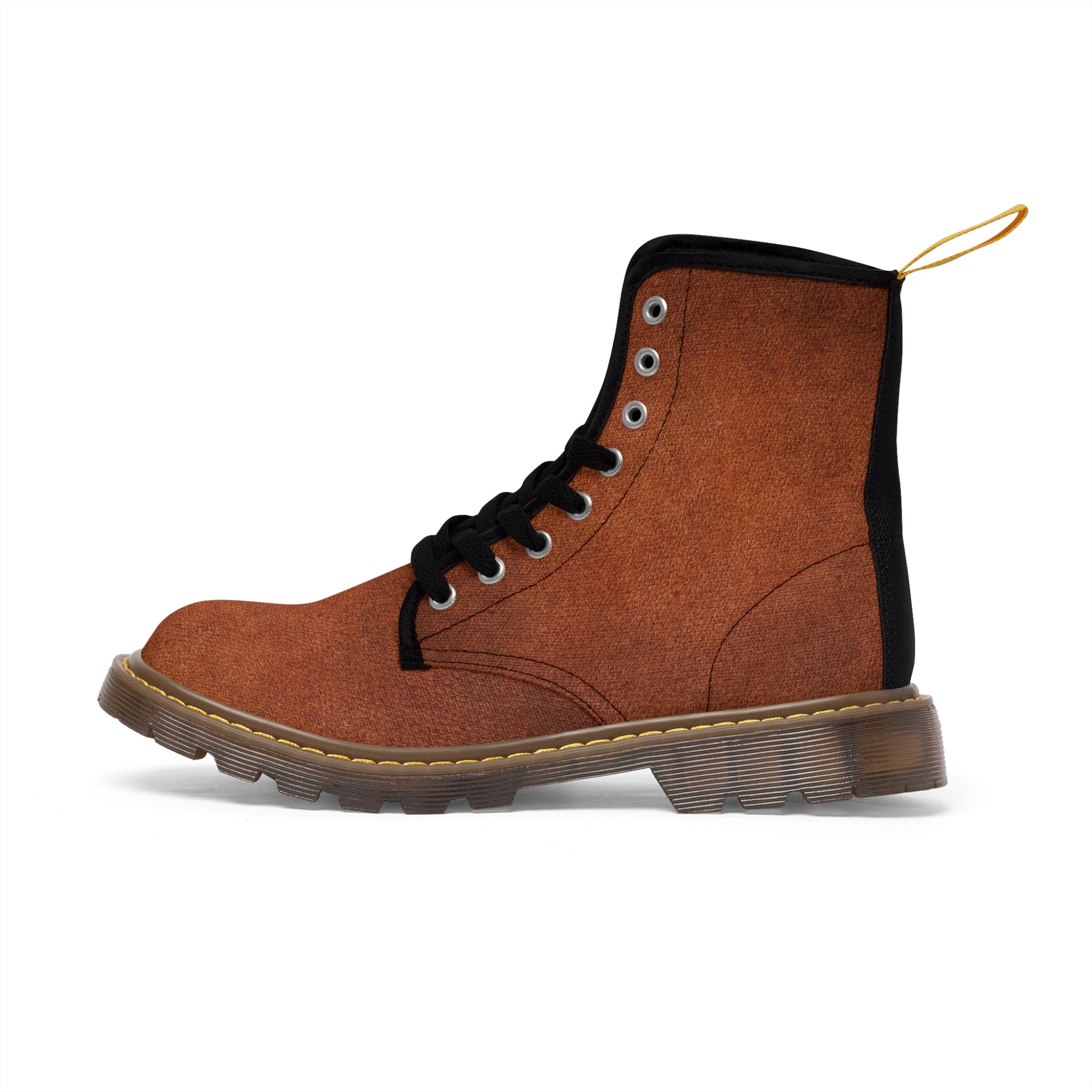 Men's Canvas Leather Look Brown Boots