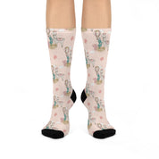 Ladies Fun Lama and Cactus Cushioned Crew Socks