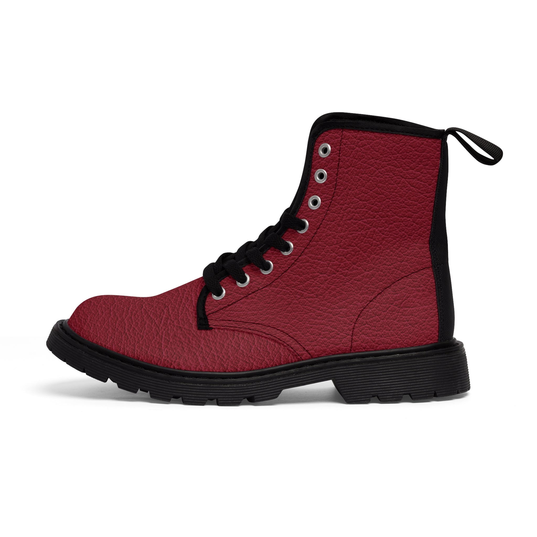 Red Leather Look Women's Canvas Boots