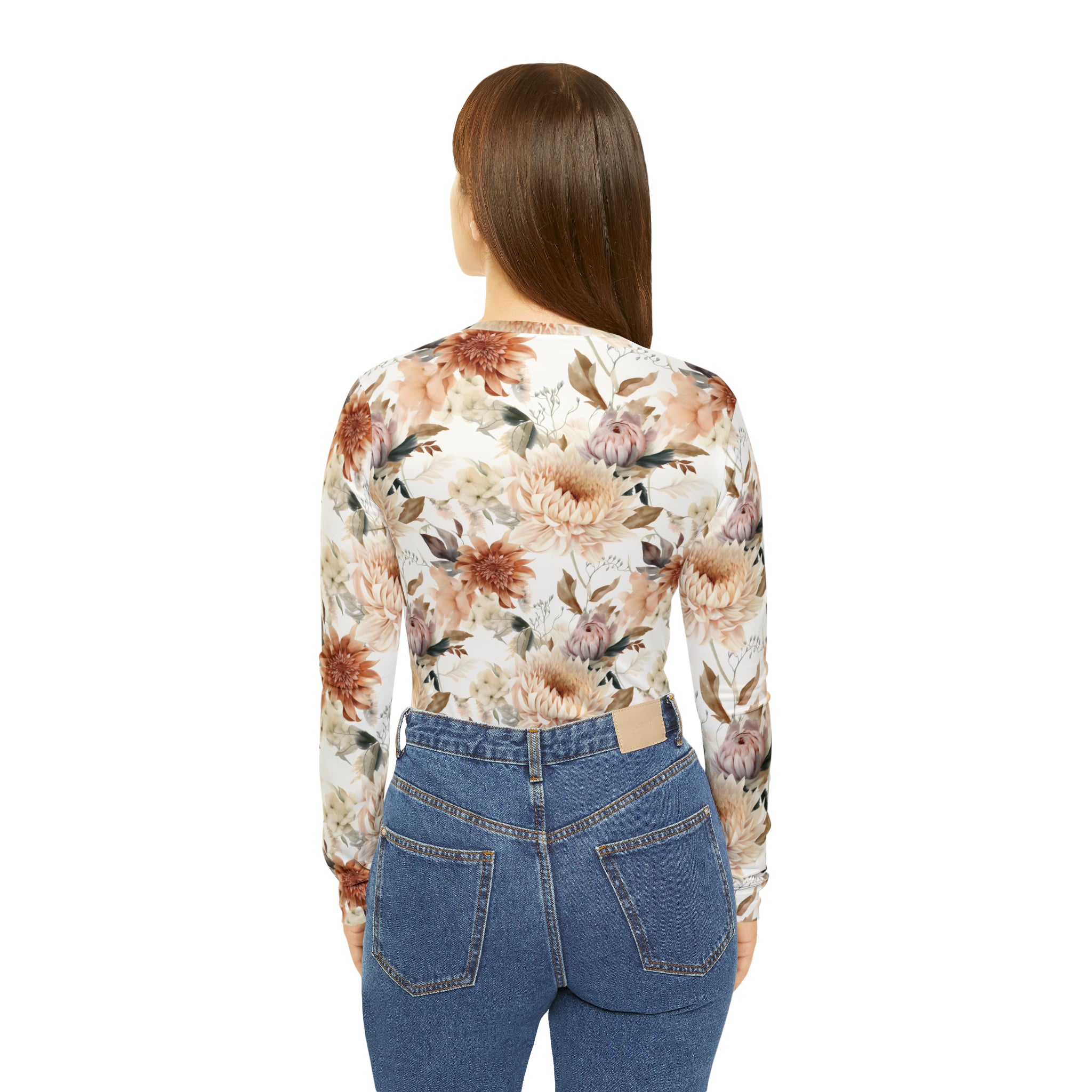 Lovely Fall Floral Women's Long Sleeve V-neck Shirt (AOP)