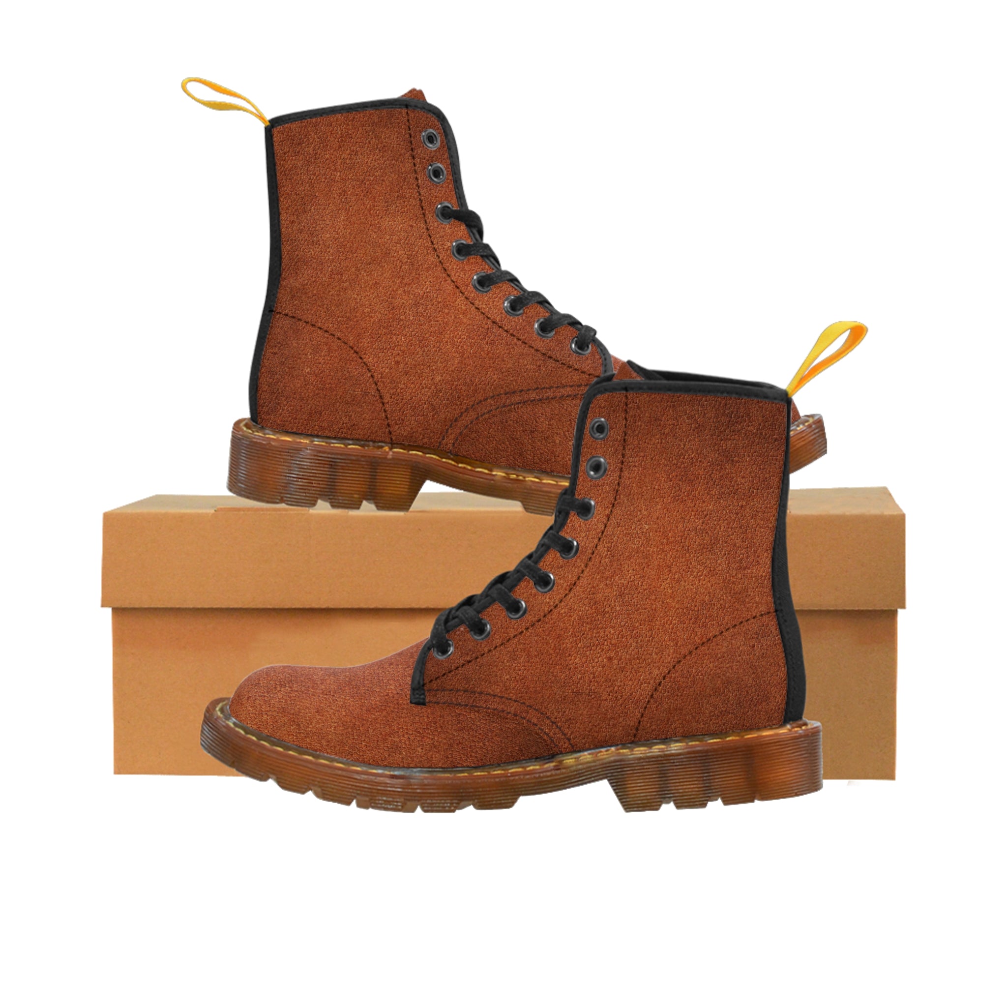 Men's Canvas Leather Look Brown Boots