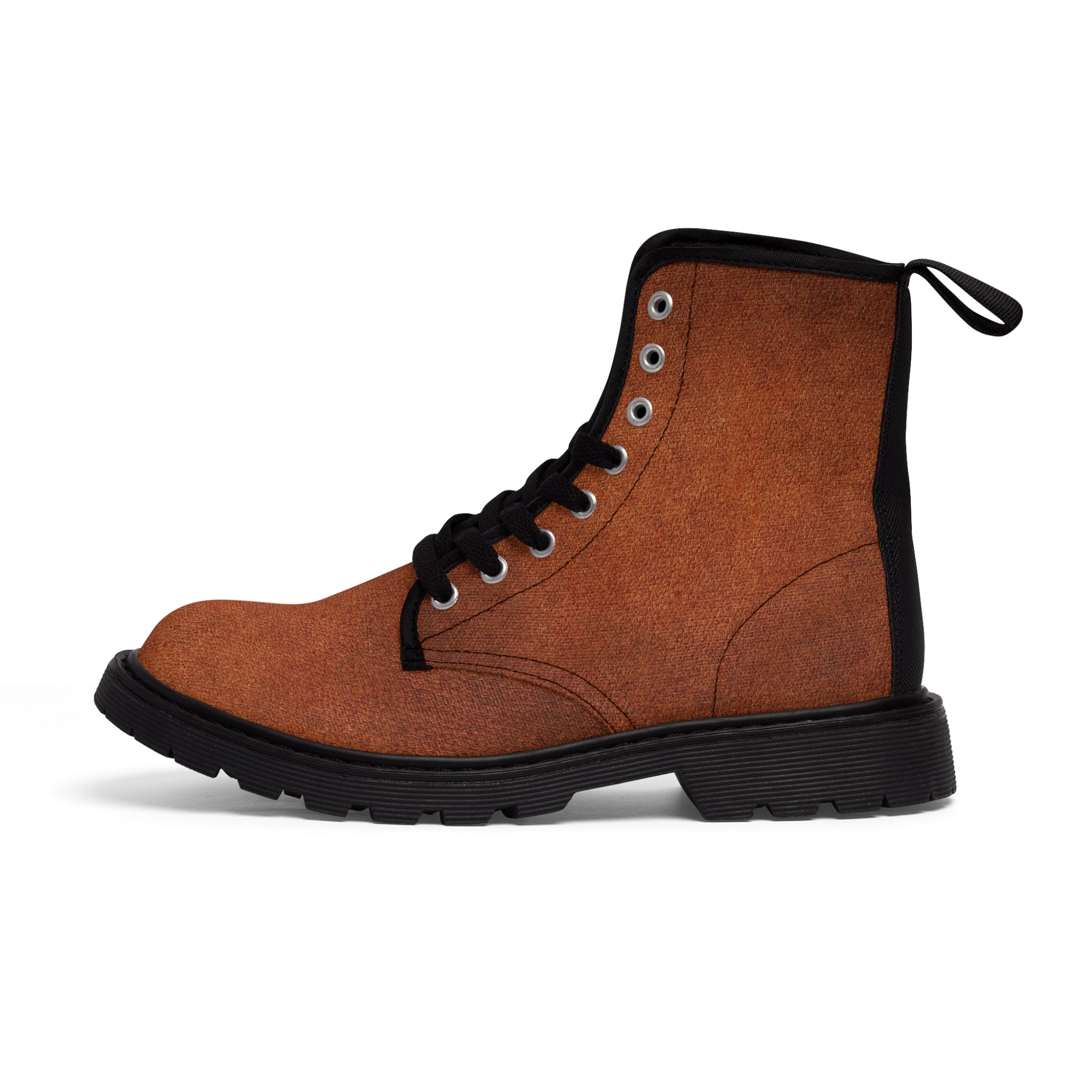 Men's Canvas Leather Look Brown Boots