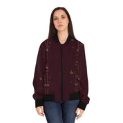 Cool Burgundy Star Women's Bomber Jacket (AOP)
