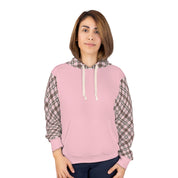 Women's Pink Plaid Warm Pullover Hoodie (AOP)