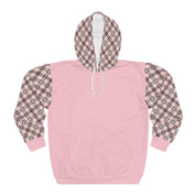 Women's Pink Plaid Warm Pullover Hoodie (AOP)