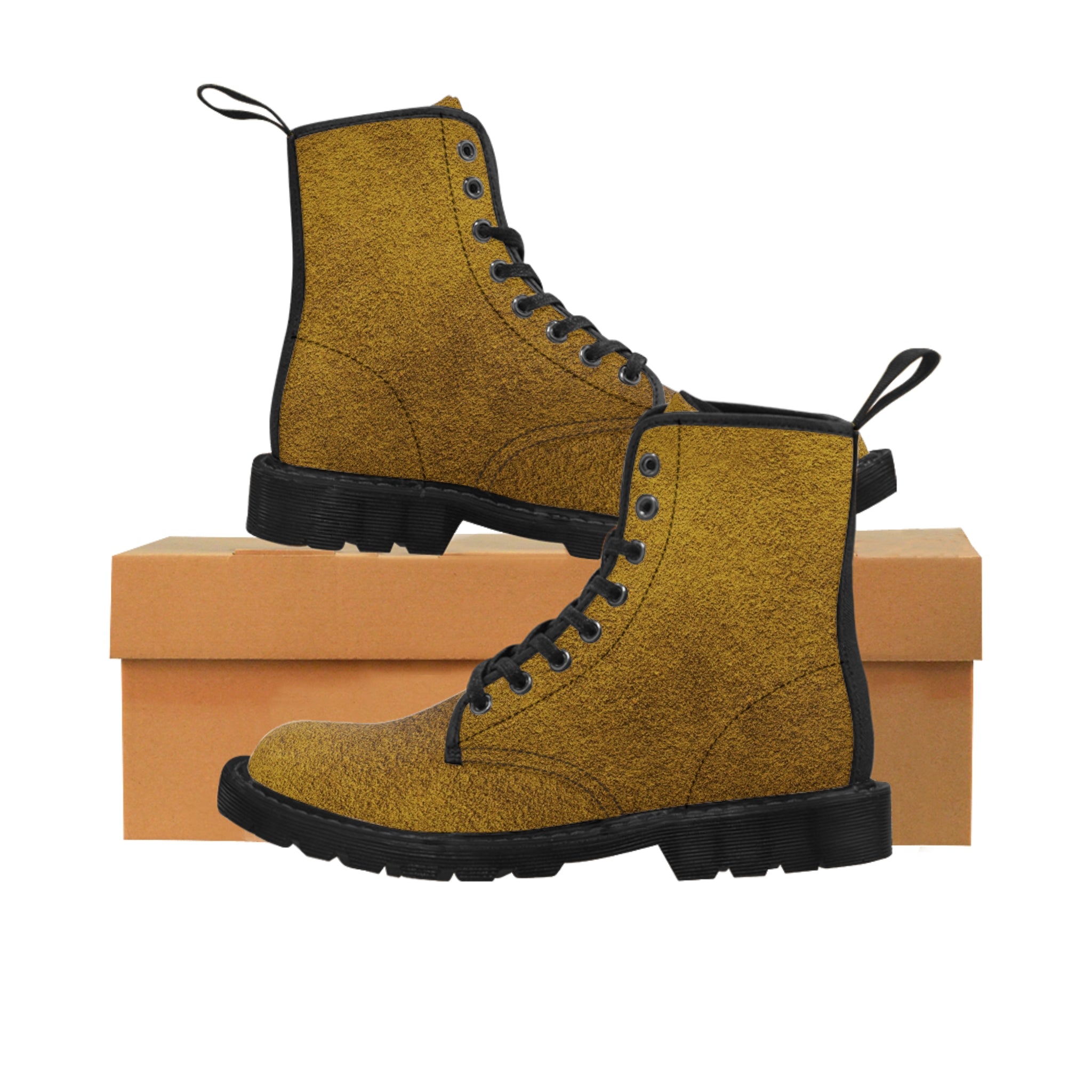 Women's Suede Look Gold Canvas Boots