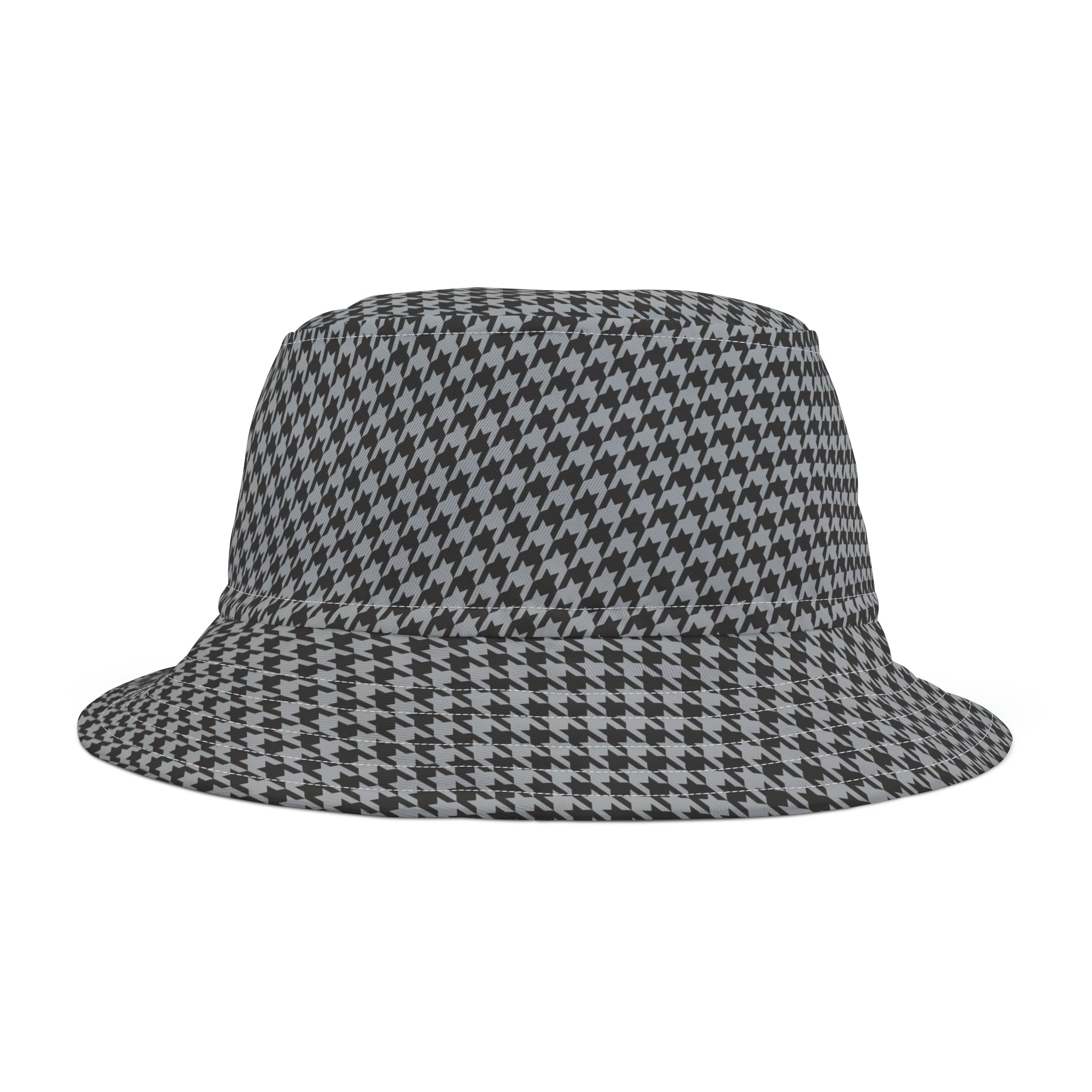 Gray Houndstooth Bucket Hat (AOP)