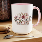 Blessed Mom Two-Tone Coffee Mugs, 15oz