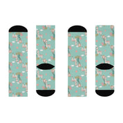 Ladies Green Lama and Cactus Cushioned Crew Socks