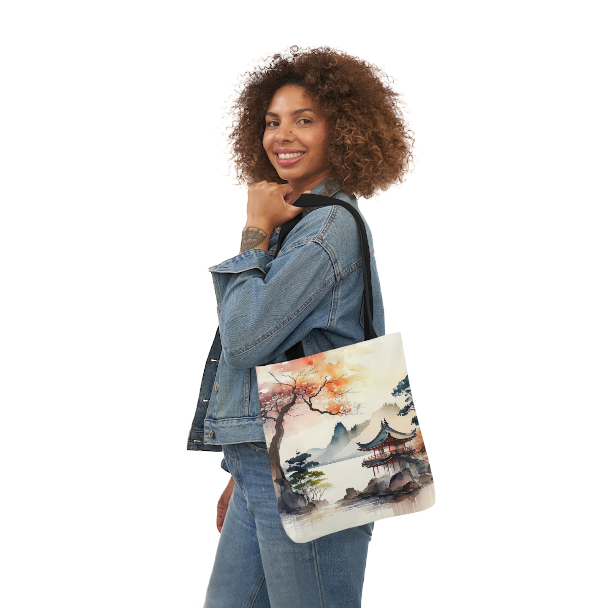 Beautiful Japanese Scene Design Polyester Canvas Tote Bag (AOP)