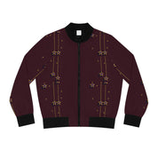 Cool Burgundy Star Women's Bomber Jacket (AOP)