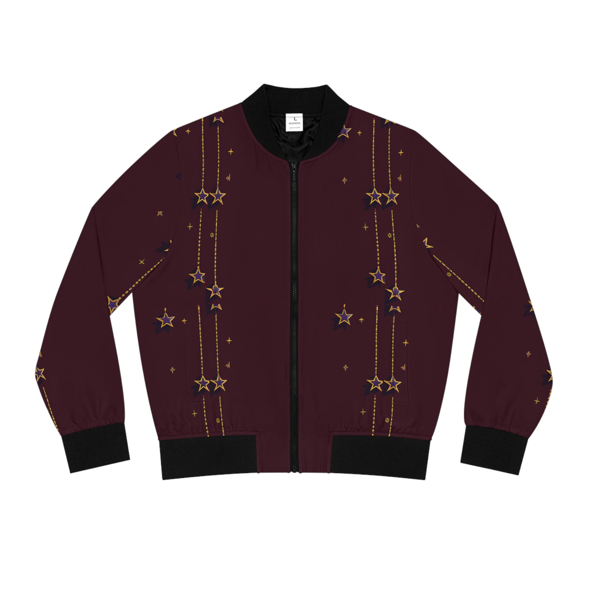 Cool Burgundy Star Women's Bomber Jacket (AOP)