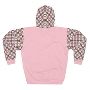 Women's Pink Plaid Warm Pullover Hoodie (AOP)