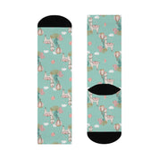 Ladies Green Lama and Cactus Cushioned Crew Socks
