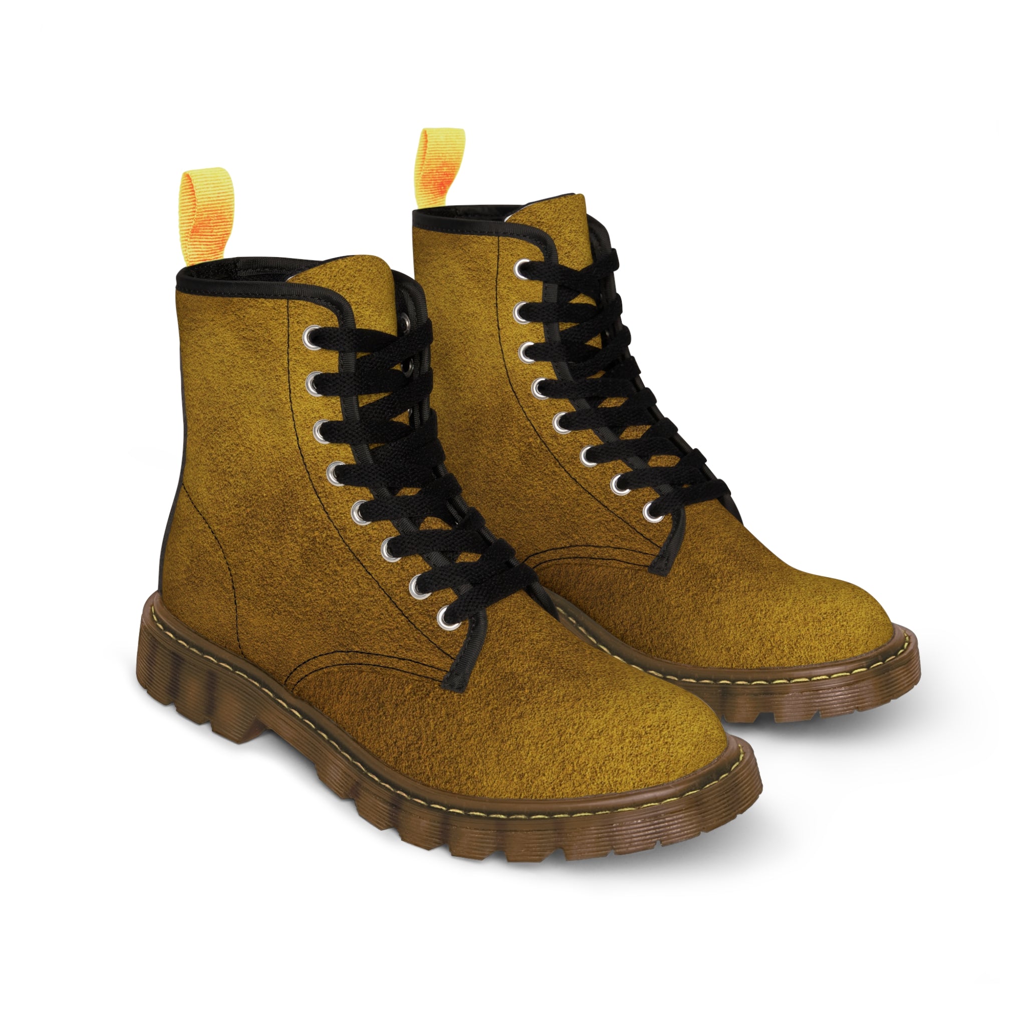 Men's Leather Look Gold Canvas Boots