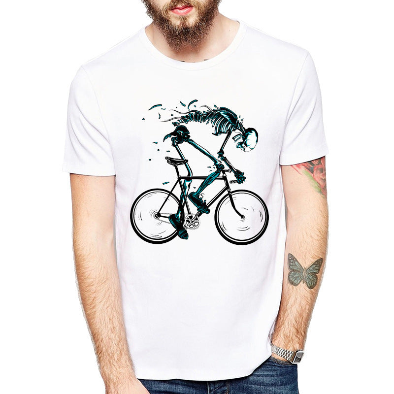 Men's Classic T-Shirt Skeleton on Bike Design