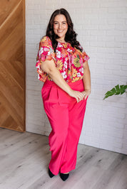 Flit About Floral Top in Pink