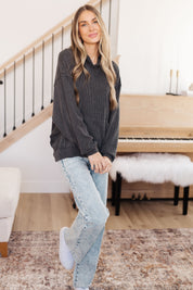 Hold That Thought Rib Knit Hoodie
