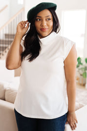 Overqualified Mock Neck Cap Sleeve Top