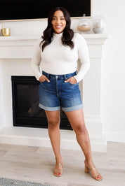 Simple Situation Mock Neck Bodysuit in White Pearl