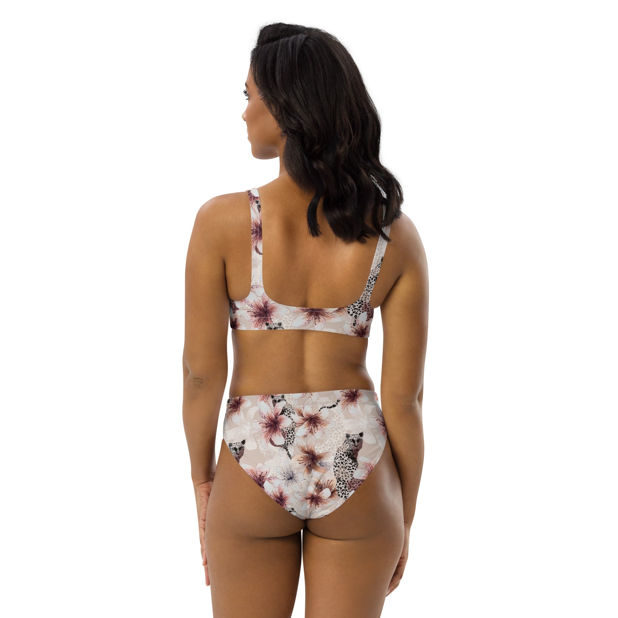Fresh Floral Wild Animal Designs Recycled High-Waisted Bikini