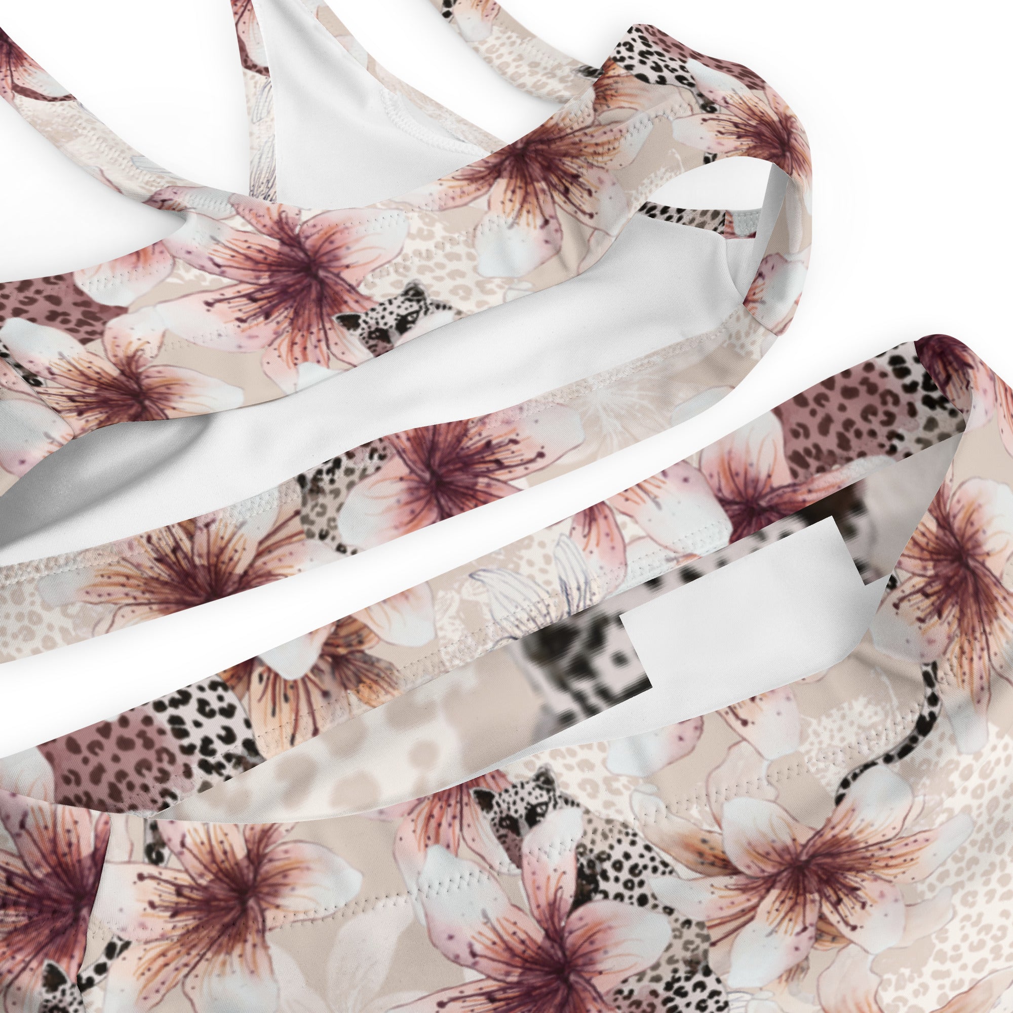 Fresh Floral Wild Animal Designs Recycled High-Waisted Bikini