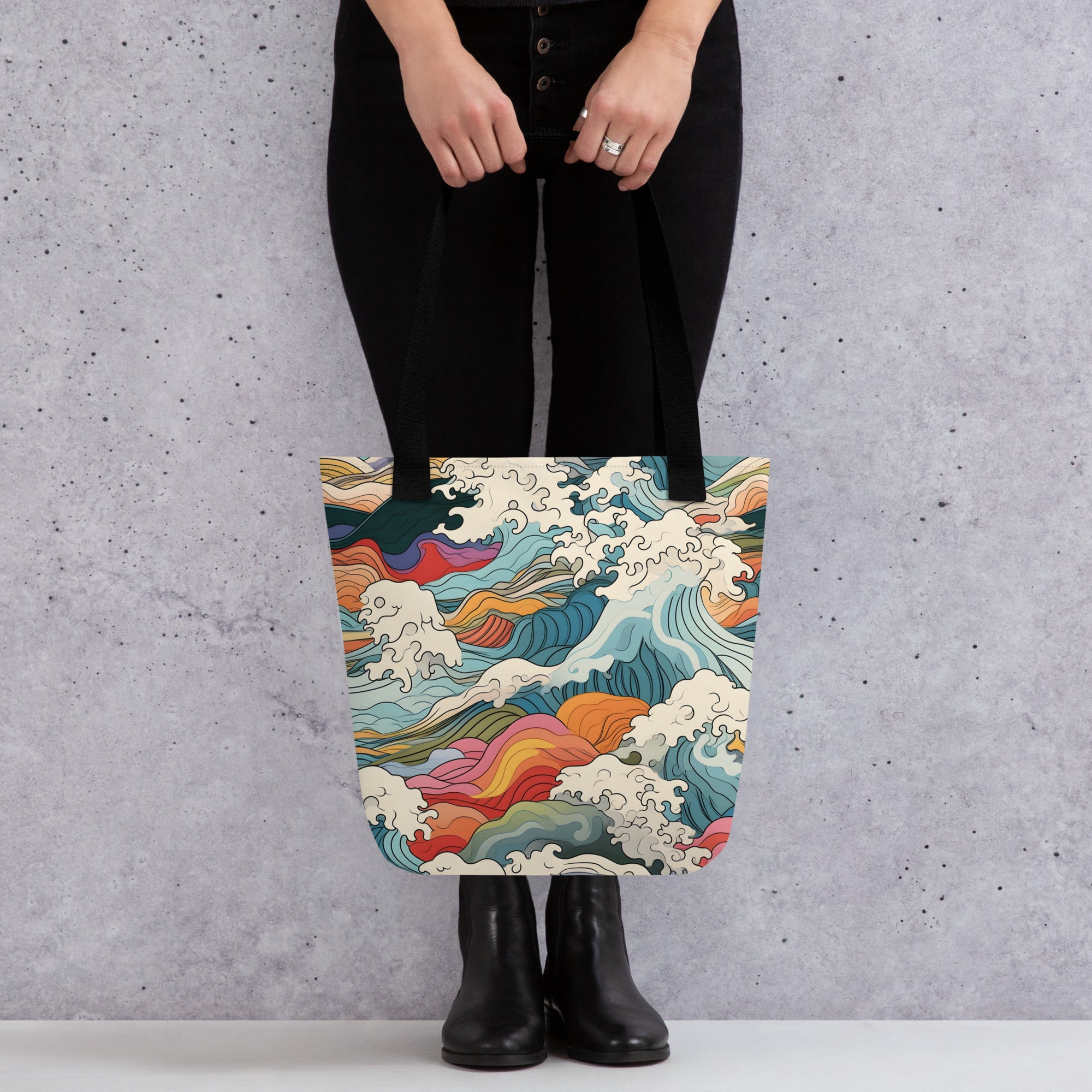 CV2 Boutique™️ Beautiful Japanese Waves Style Tote Bag